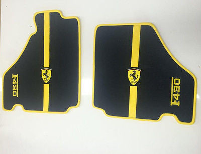 FERRARI F430 Front Floor Mat Set - Black with Yellow Trim and Logo - 2004 - 2009