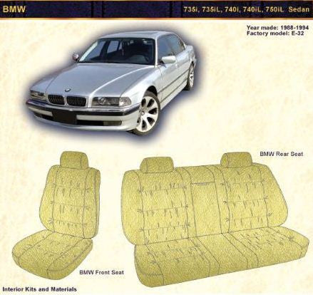 1988- 1994 BMW 735i, 735iL, 740i, 740iL, 750iL, and Sedan Pair of Rear headrest Covers - Leather