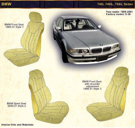 1995-2001 BMW 740i, 740iL, 750iL, and Sedan Front Seat backrest Rear Panels - Vinyl