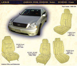 1990-ON LEXUS LS400/430, ES300, GS300/400 - Sedan. SC300/400 - Coupe Pair of Front headrest Covers - Leather