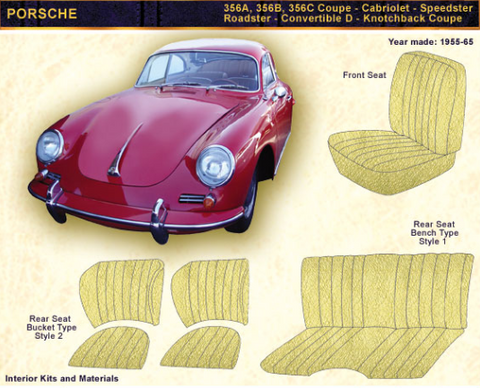 1955-1966 MERCEDES-BENZ 356A, 356B, 356C Coupe - Cabriolet - Speedster - Roadster - Convertible - D & notchback Coupe Door Panel upholstery Kit - Vinyl