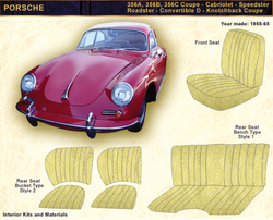 1955-1966 MERCEDES-BENZ 356A, 356B, 356C Coupe - Cabriolet - Speedster - Roadster - Convertible - D & notchback Coupe Rear Panel upholstery Kit - Vinyl
